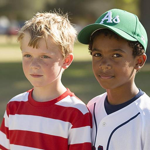 Two Boys Captured in Sunlit Outdoor Scene