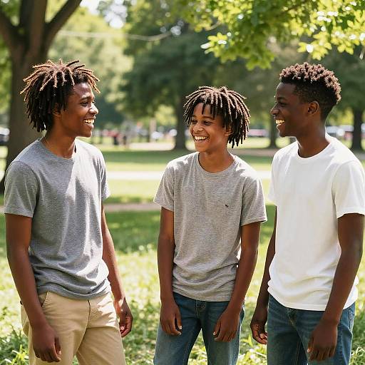 Laughing Black Boys in Sunny Park