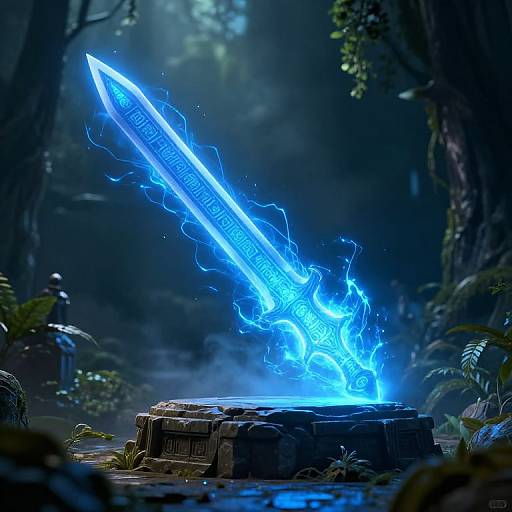 Futuristic Energy Sword on Altar