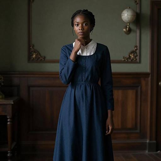 Braided Woman in Dim Ornate Room