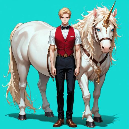 Elegant Unicorn Boy with Shimmering Mane Elegant Unicorn Boy with Shimmering Mane
