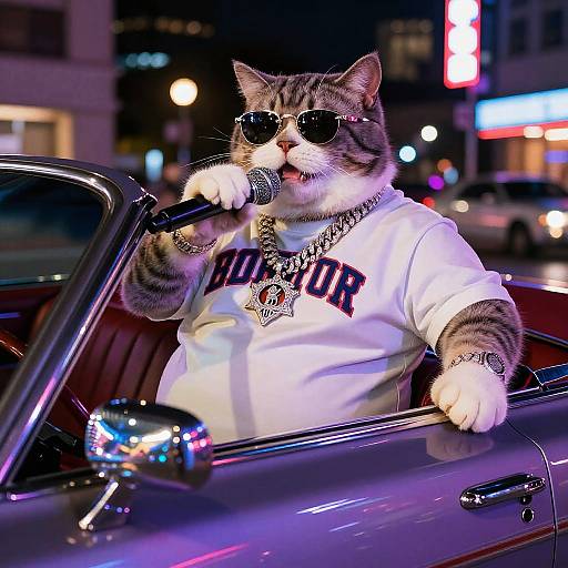 Fat Cat Rapper in Neon City