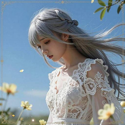 Intricate Portrait with Luminous Petals