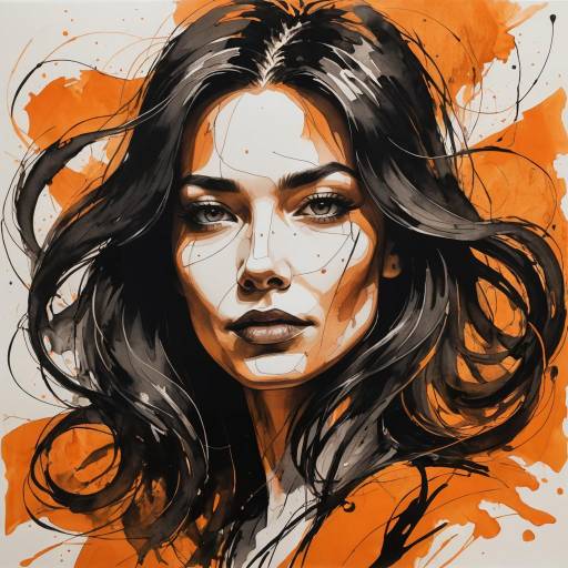 Abstract Portrait of Woman with Flowing Hair