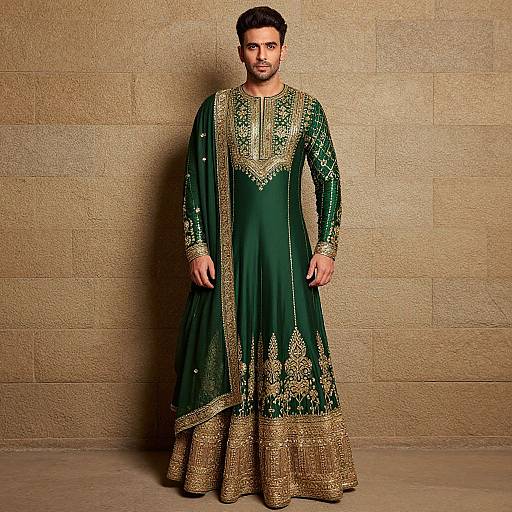 Man in Green and Gold Costume