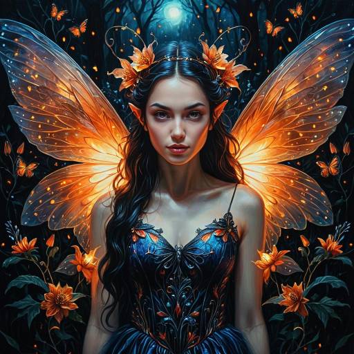 Mystical Fairy with Fiery Wings