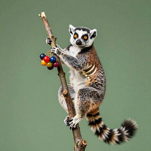 Anthropomorphic Lemur Climbing Tree