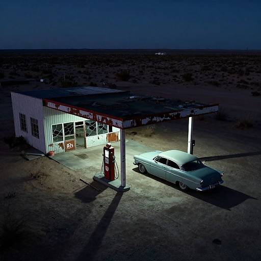 Melancholic Desert Gas Station Twilight