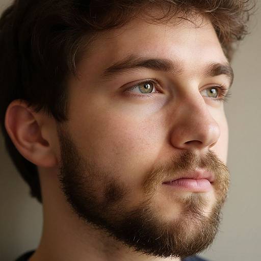 Thoughtful Young Man with Realistic Beard