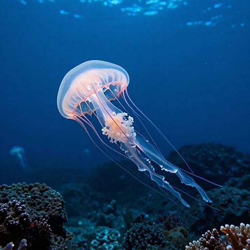 Glowing Translucent Jellyfish in Ocean