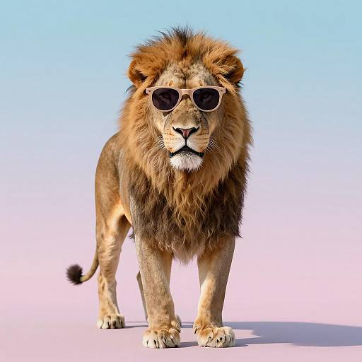 Stylish Lion in Sunglasses Portrait