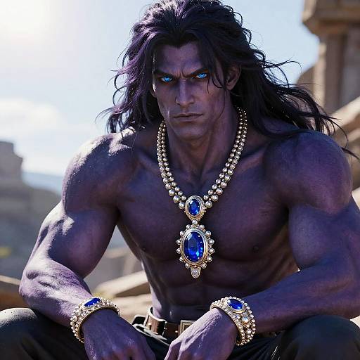 Powerful Purple-Skinned Male Portrait