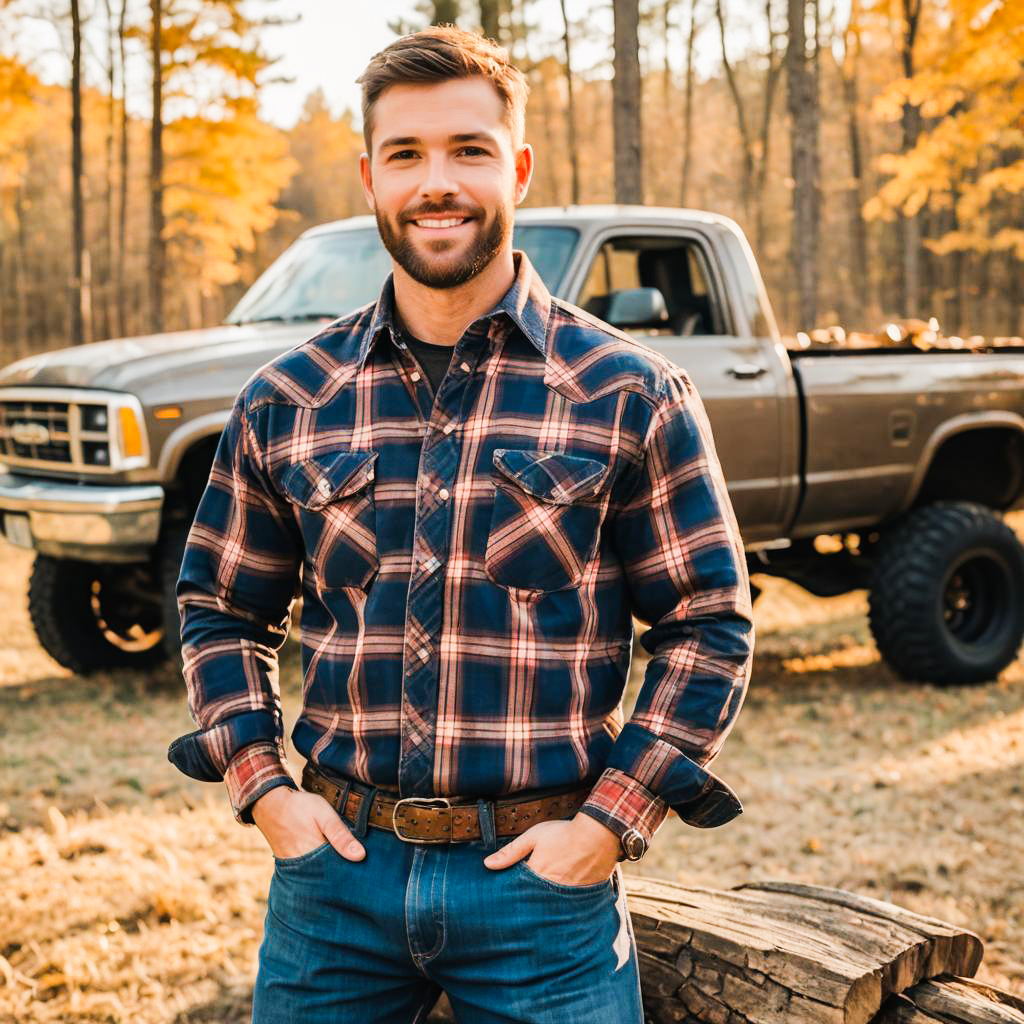 Cheerful Outdoorsman in Country Lifestyle