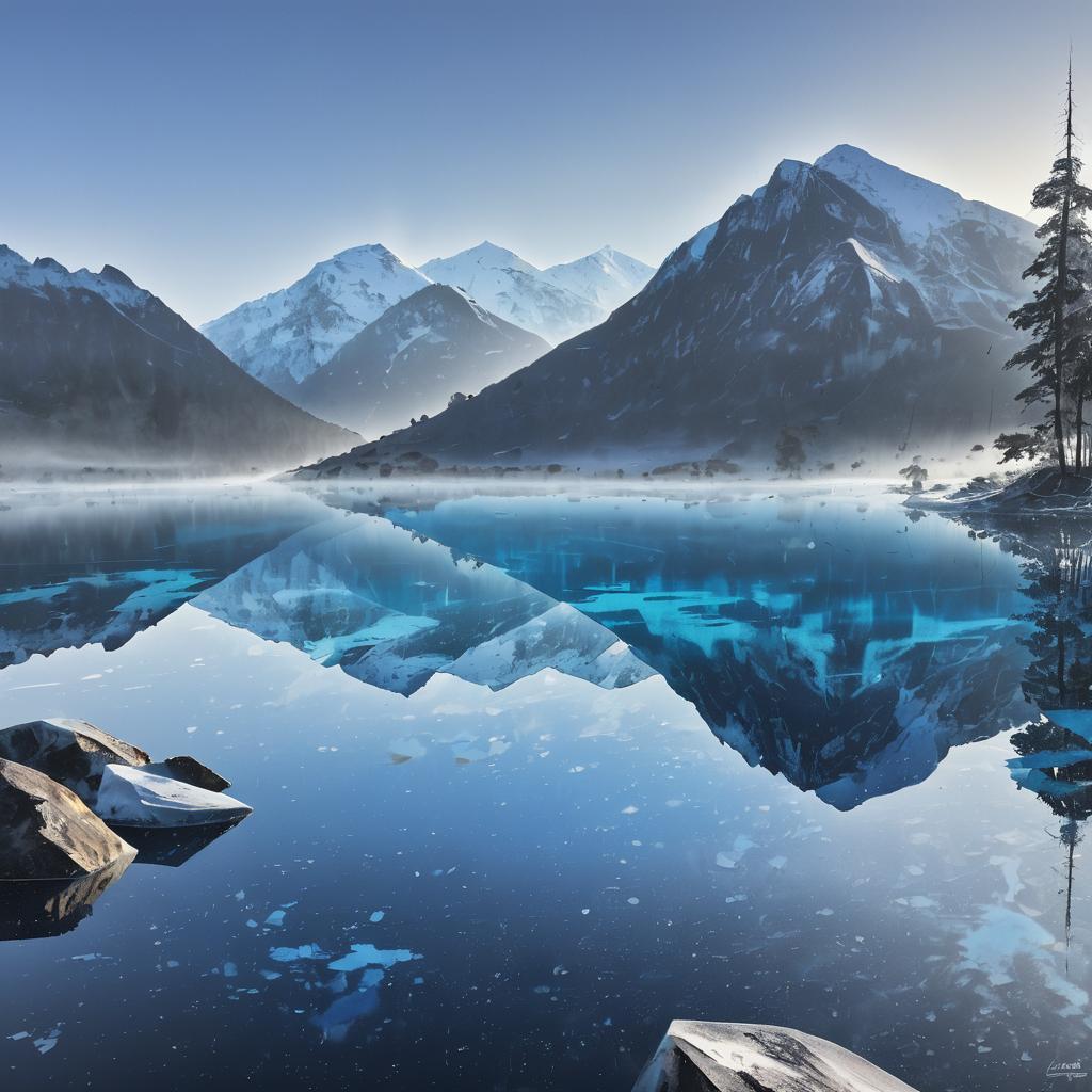 Misty Mountains and Crystal Blue Lagoon