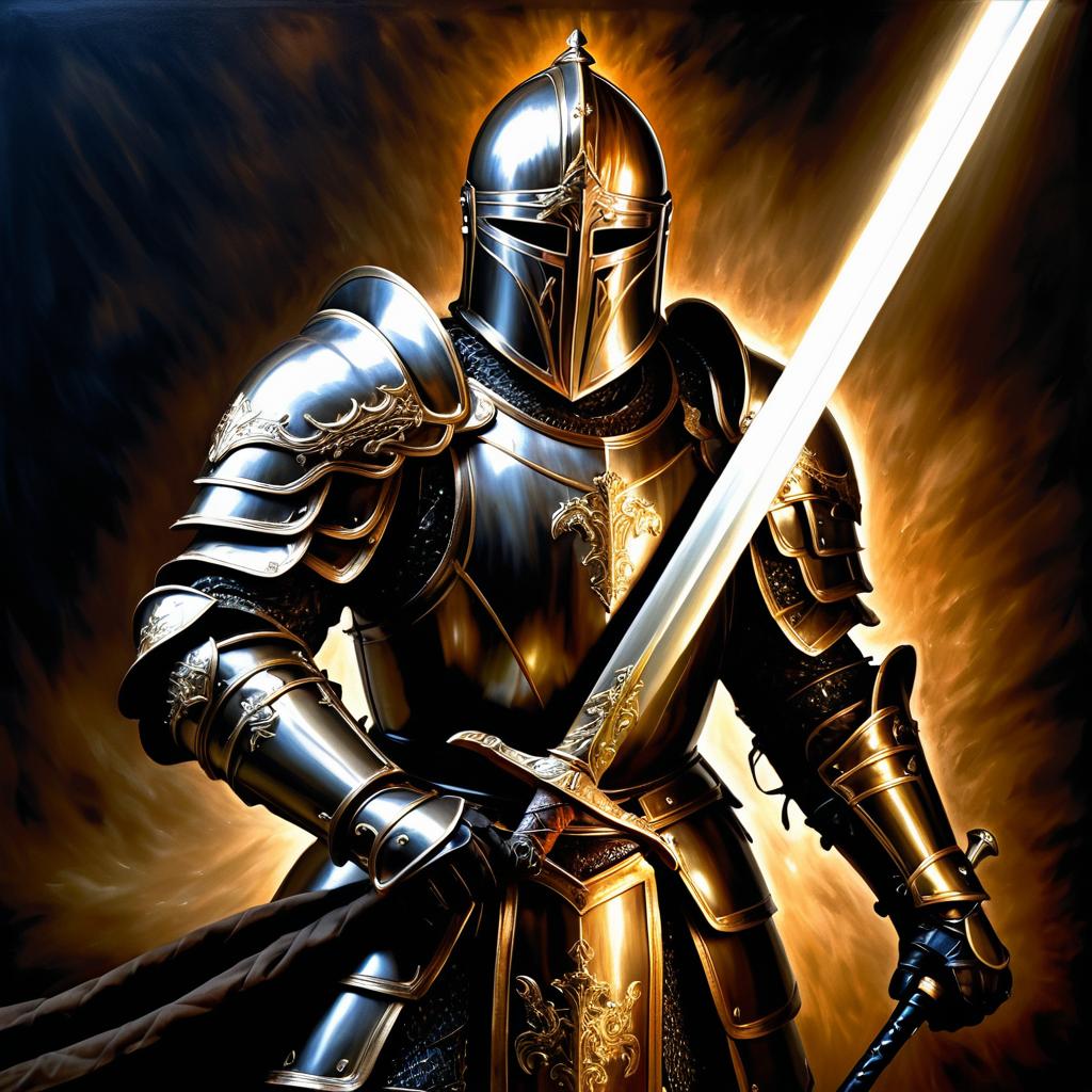 Noble Knight in Dramatic Oil Painting