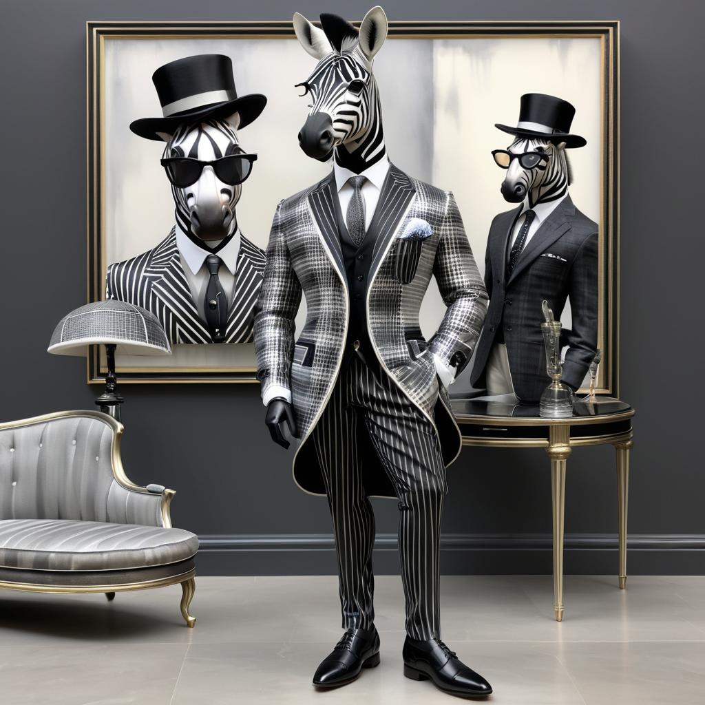 Sophisticated Zebra in Silk Attire