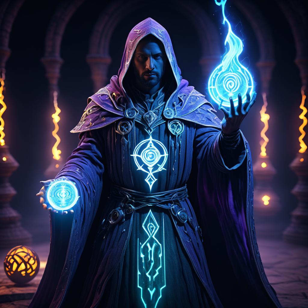 Cinematic Spectral Mage with Necrotic Aura