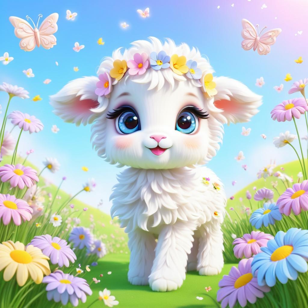 Adorable Lamb in a Fairy Tale Setting