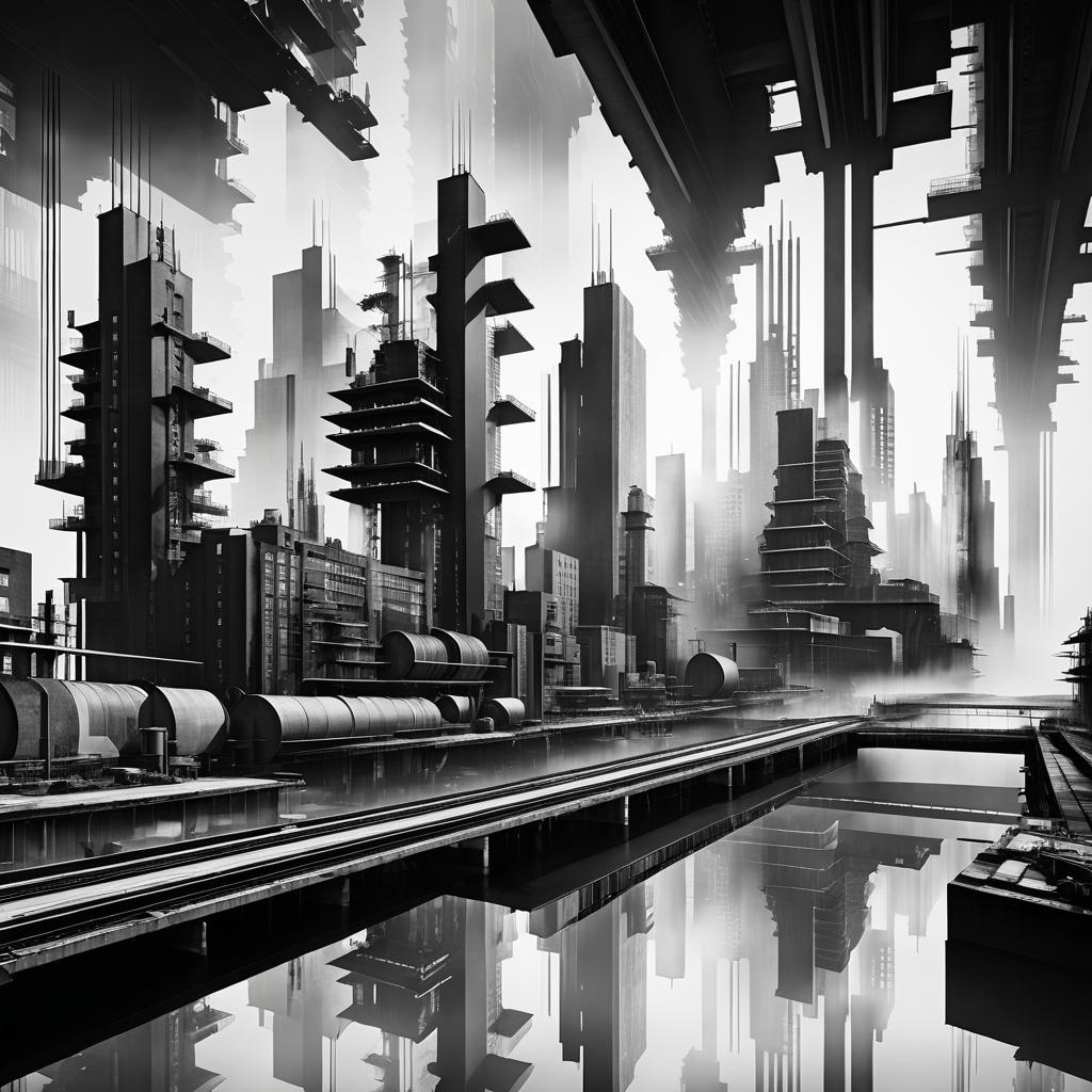 Futuristic Industrial Cityscape in Collage