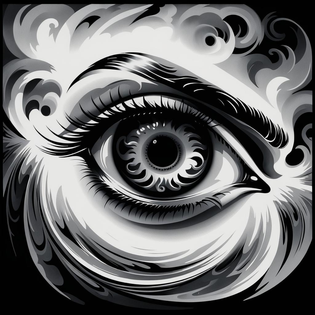 Noir Eye Print with Swirling Smoke