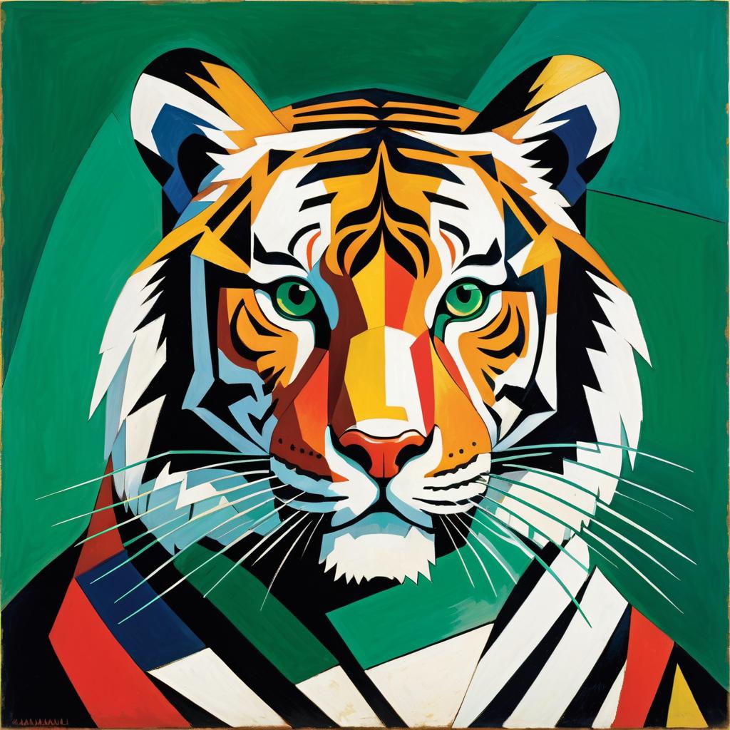 Avant-Garde Tiger Portrait in Emerald