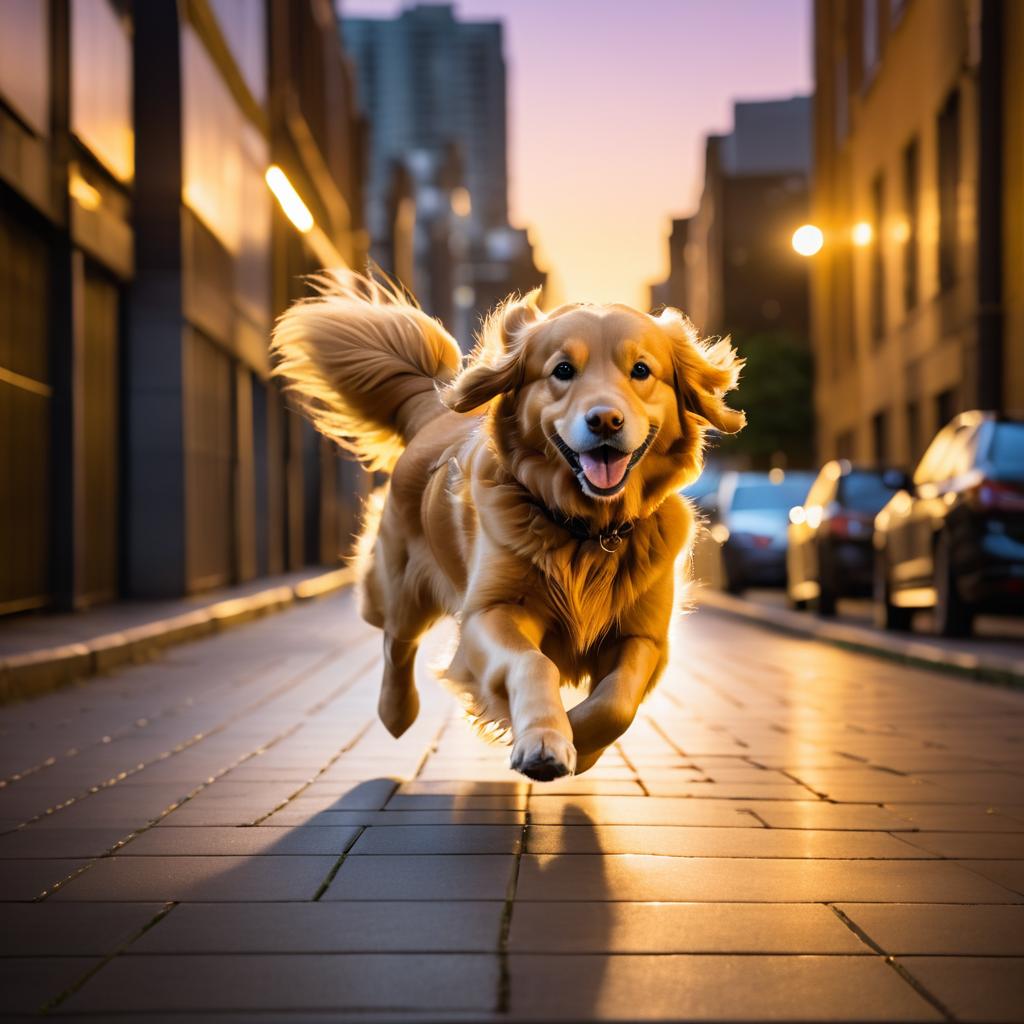 Twilight Run of a Golden Retriever