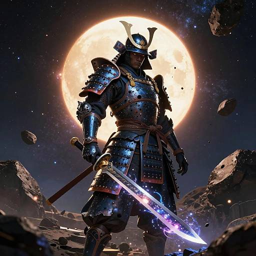 Cosmic Samurai in Neo-Futuristic Battleground