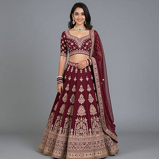 Elegant Maroon Lehenga Portrait