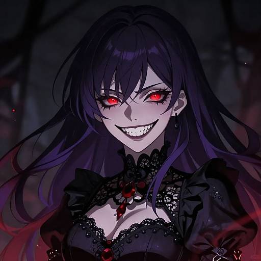 Evil Anime Girl with Sinister Smile