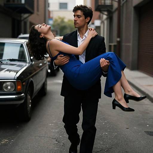 Romantic Embrace in Urban Shadows