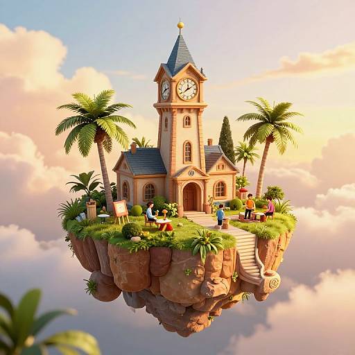 Floating Island Clock-Tower Fantasy