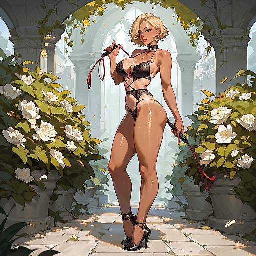 Blonde in BDSM Basement Lingerie