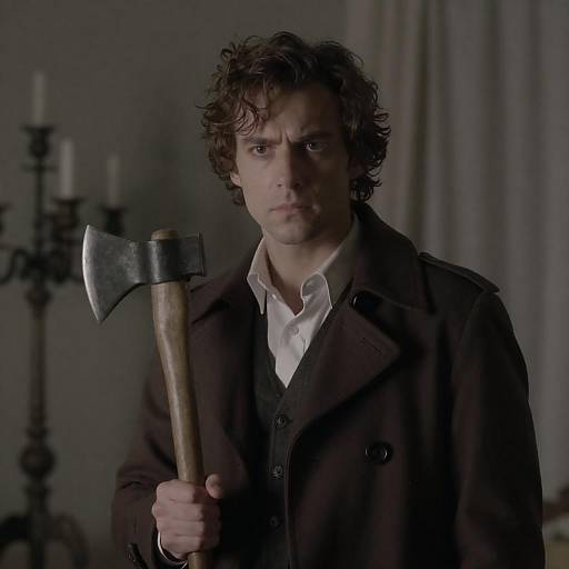 Intense Man with Axe in Dim Setting