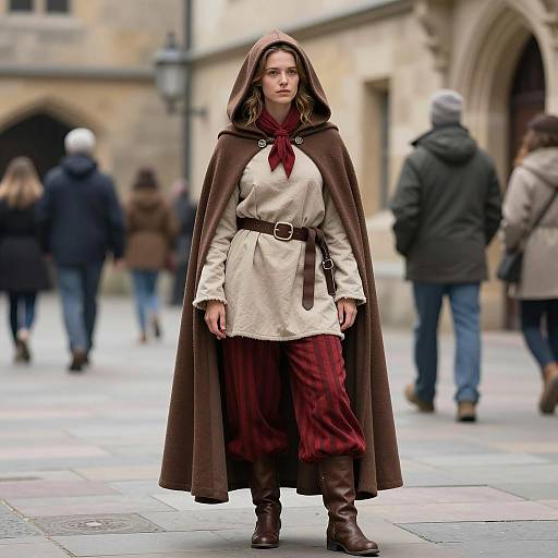 Medieval Fantasy Woman in Hooded Cloak