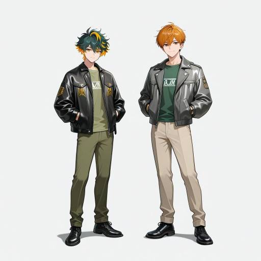Dynamic Twin Boys in Stylish Outfits