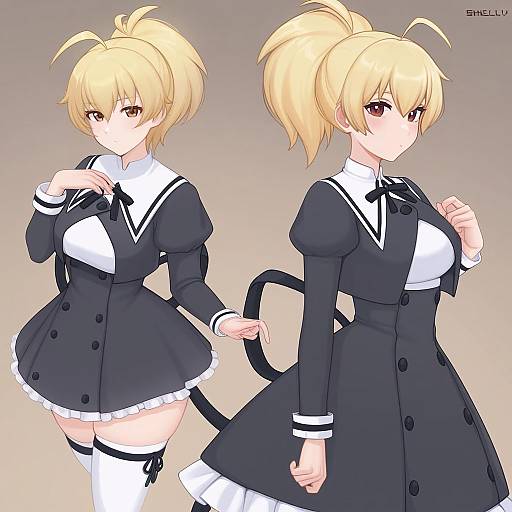 Illustration of Andou tazusa, assault lily in the style of Shellvi