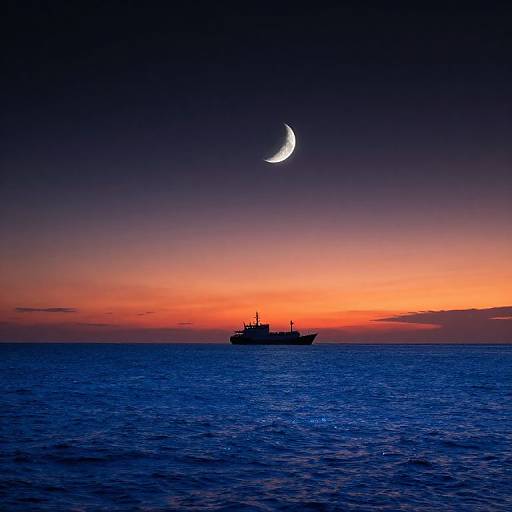 Majestic Ship at Bioluminescent Sunset