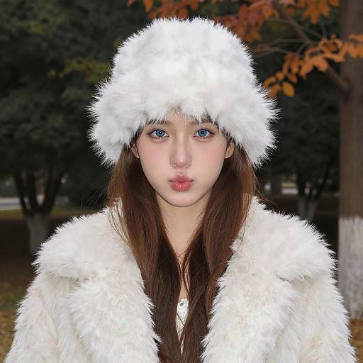 Young Woman in Fluffy White Fur