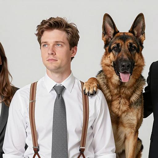 Man with Dog in White Background