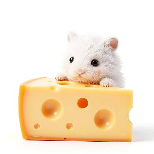 Quirky White Creature with Swiss Cheese