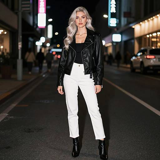 Neon Douyin Urban Trendsetter in Leather