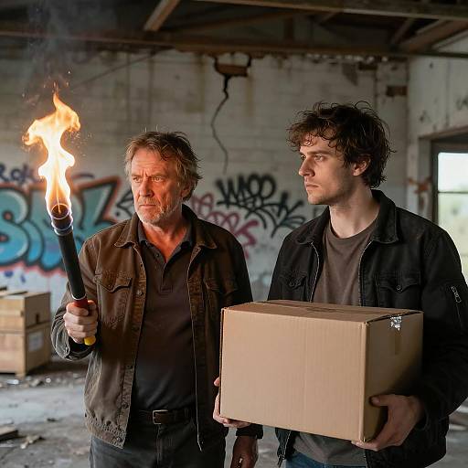 Intense Confrontation in an Abandoned Warehouse