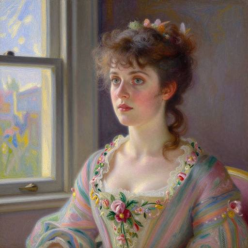 Victorian Time-Traveler in Impressionist Style