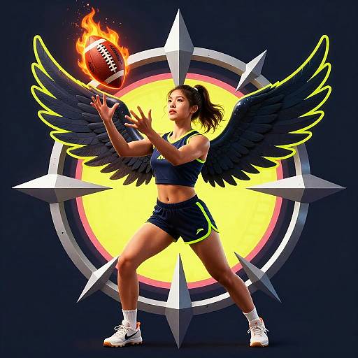 Confident Winged Heroine Football Logo