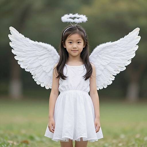 Woman in Small Angel Wings Costume