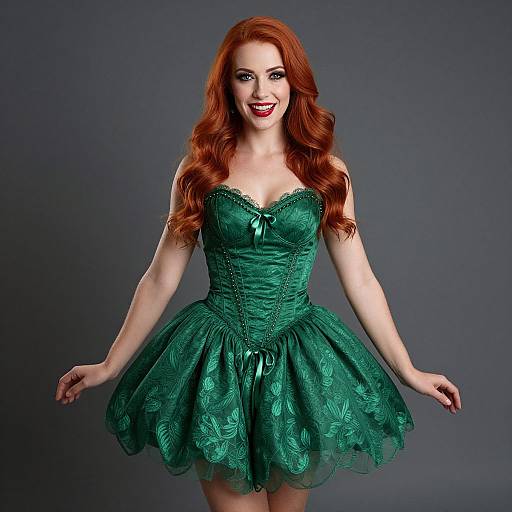 Red-Haired Woman in Green Dress