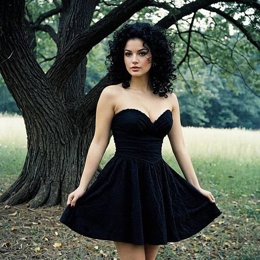 Woman in Black Dress Outdoors