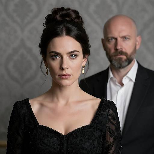 Serious Couple in Formal Attire