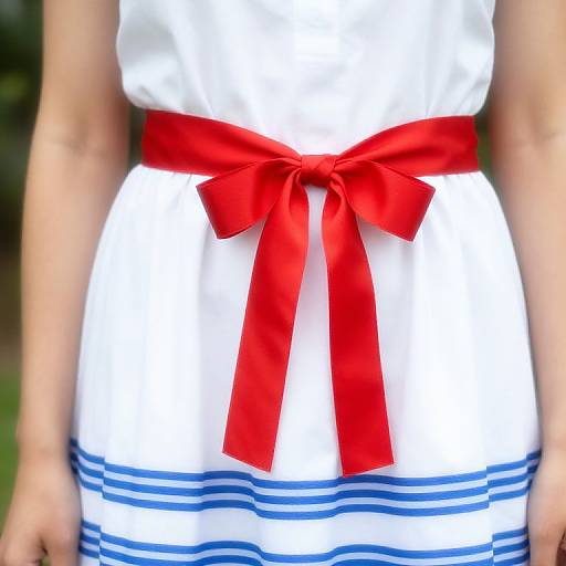 Woman in Striped White Dress