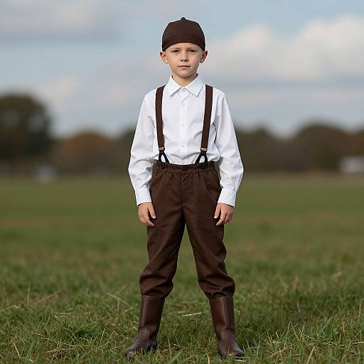 Boy in Pioneer Halloween Costume